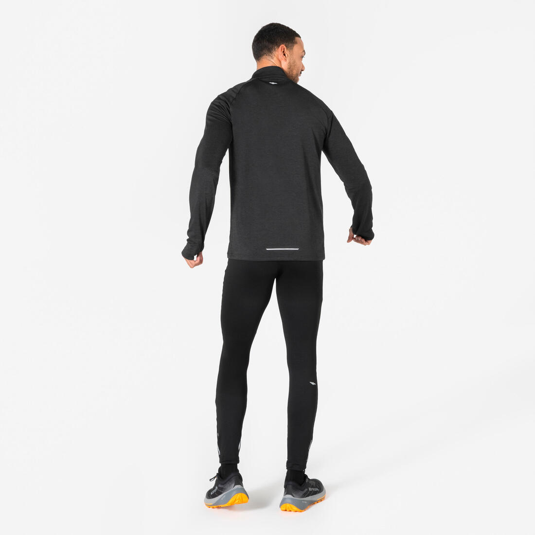 T-shirt manches longues demi zip chaud et respirant Homme, Kiprun Run 100