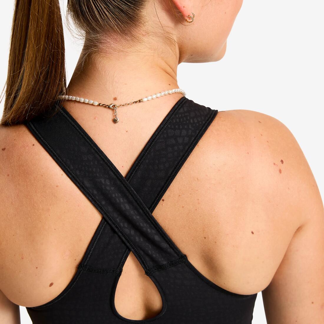 Débardeur de sport court galbant femme foncé