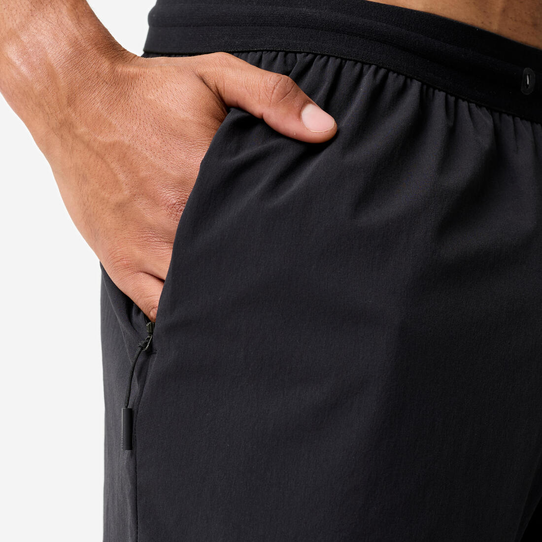 Short de fitness long 23cm homme, noir et