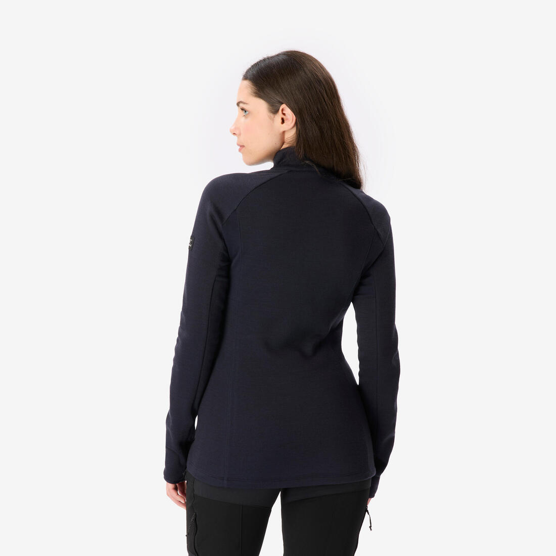 T-shirt manches longues en laine mérinos femme, Merino Resist bleu marine