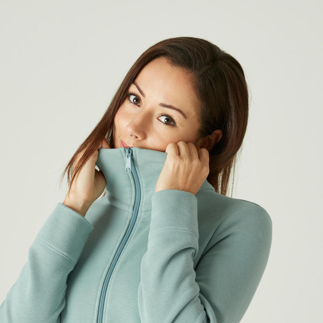 Sweat Zippé col haut Fitness Rose