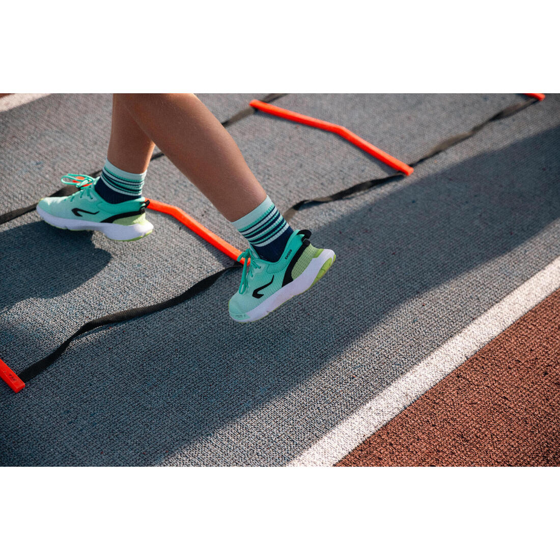 Chaussures de running drop 0 Enfant - KIPRUN KN500 vertes jaunes noires