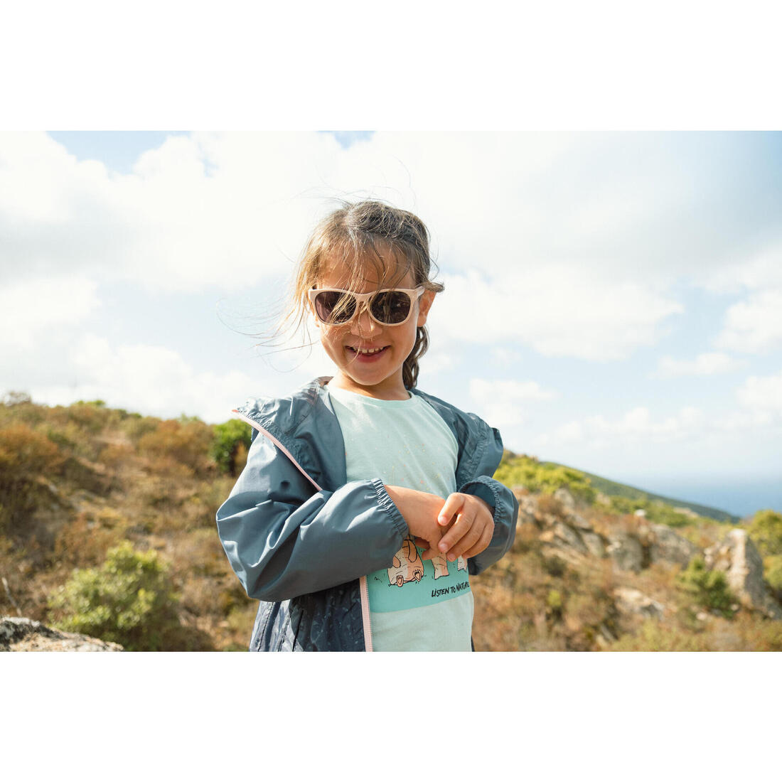 T-shirt de randonnée - MH100 KID rose pâle phosphorescent - enfant 2-6 ANS