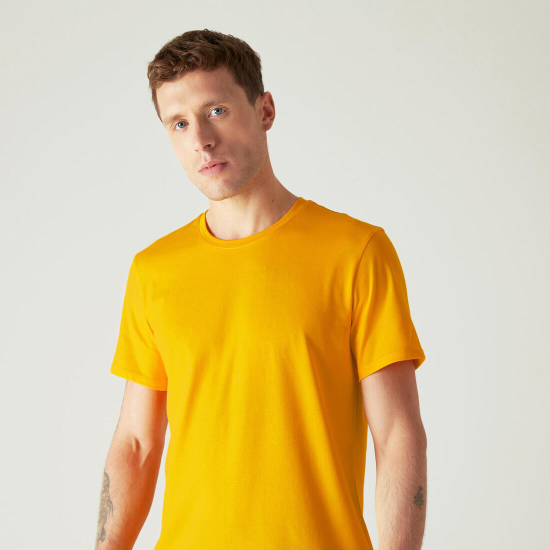 T-shirt fitness manches courtes coton extensible col rond homme rouge grenat