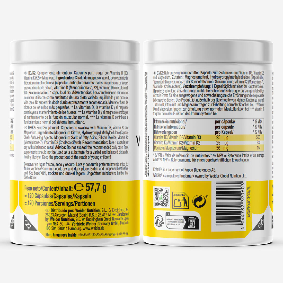 Vitamines D3/K2 120 gélules