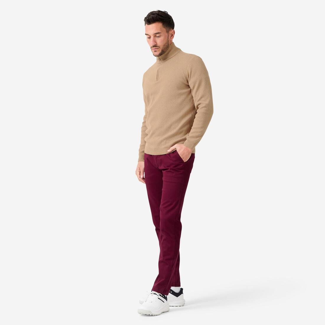 Pull de golf col montant zippé Homme, MW500 marine