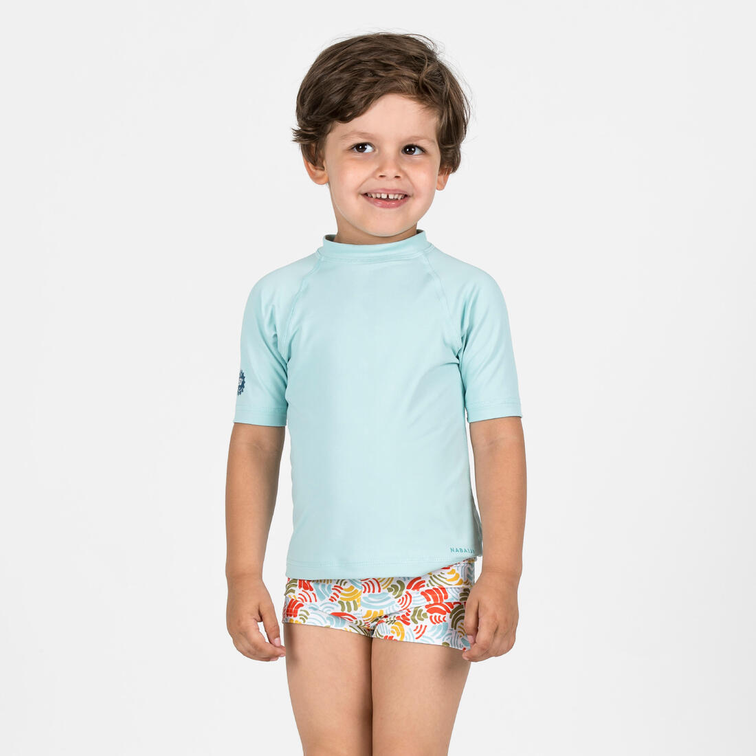 Boxer de bain bébé / enfant bleu imprimé crabes