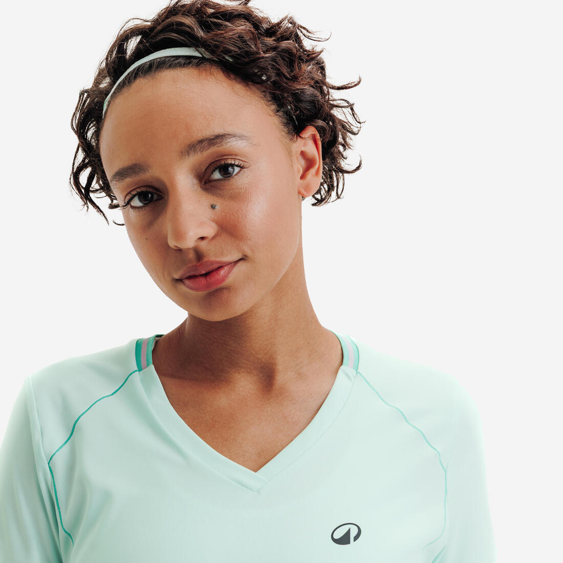 T-shirt de tennis respirant col V femme, Dry