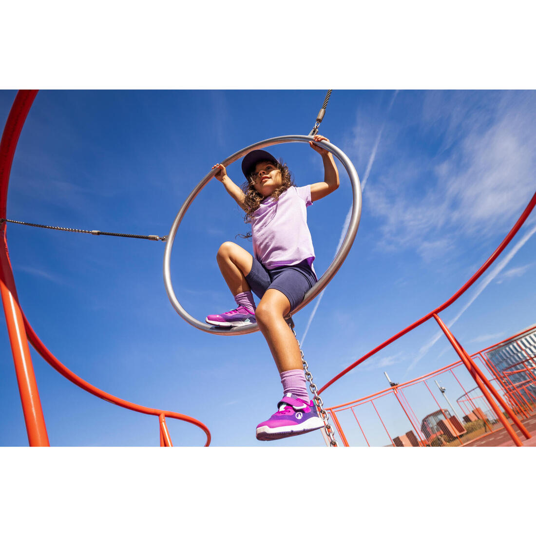 Chaussures Barefoot à scratch respirantes enfant, Stepper Sporty violet et