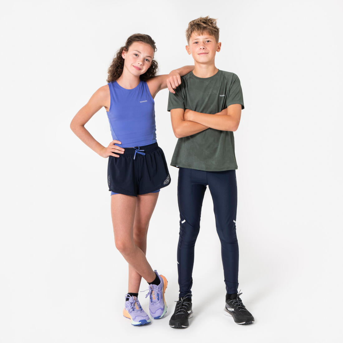 Short cuissard de running respirant Fille - KIPRUN DRY 900 marine