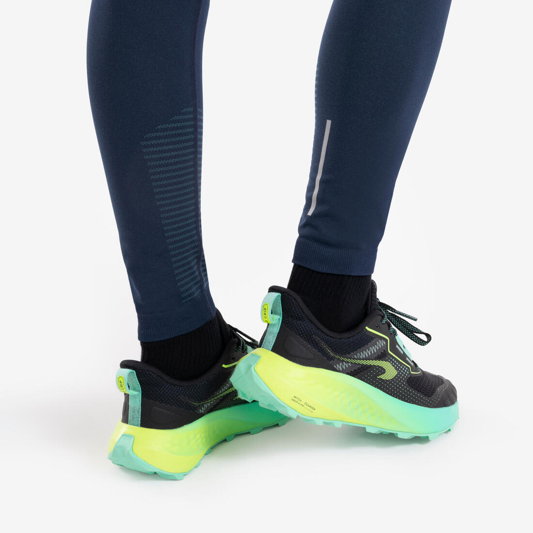 Legging de running Enfant sans couture - KIPRUN CARE 500 Marine vert