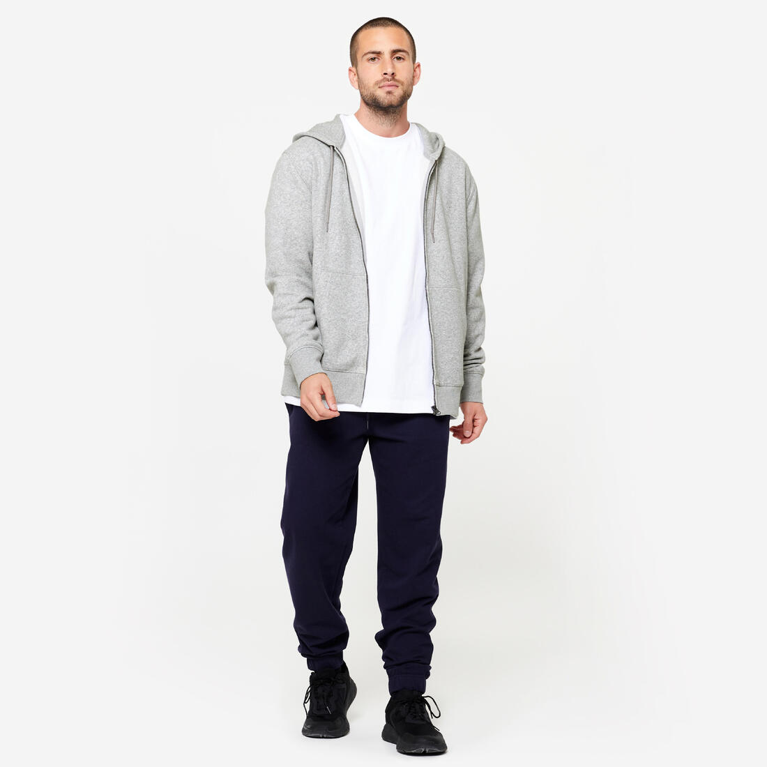 Sweat zippé à capuche de fitness en molleton homme