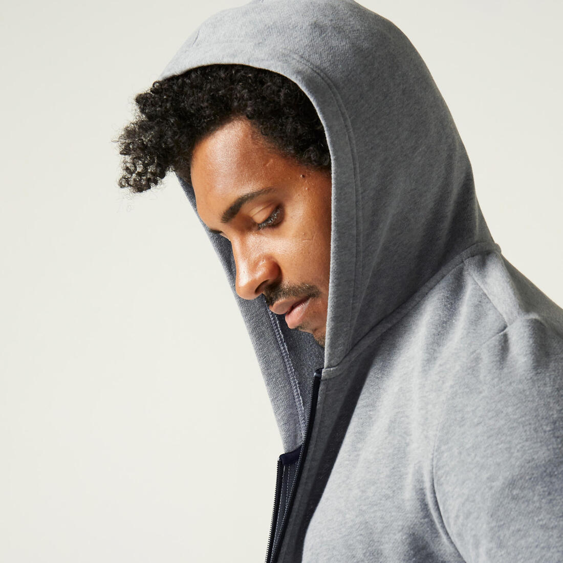 Sweat zippé à capuche fitness homme - 100 bleu foncé