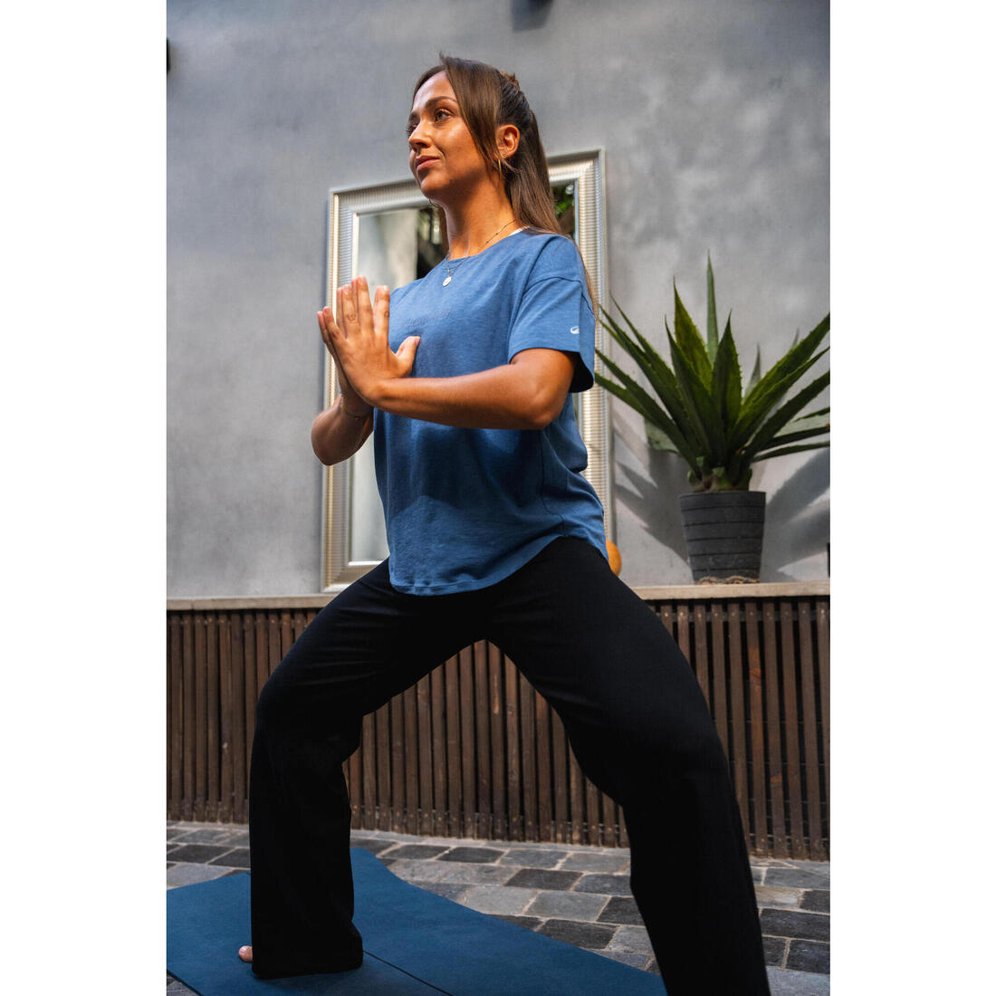 Pantalon de yoga doux taille haute femme, noir ultra