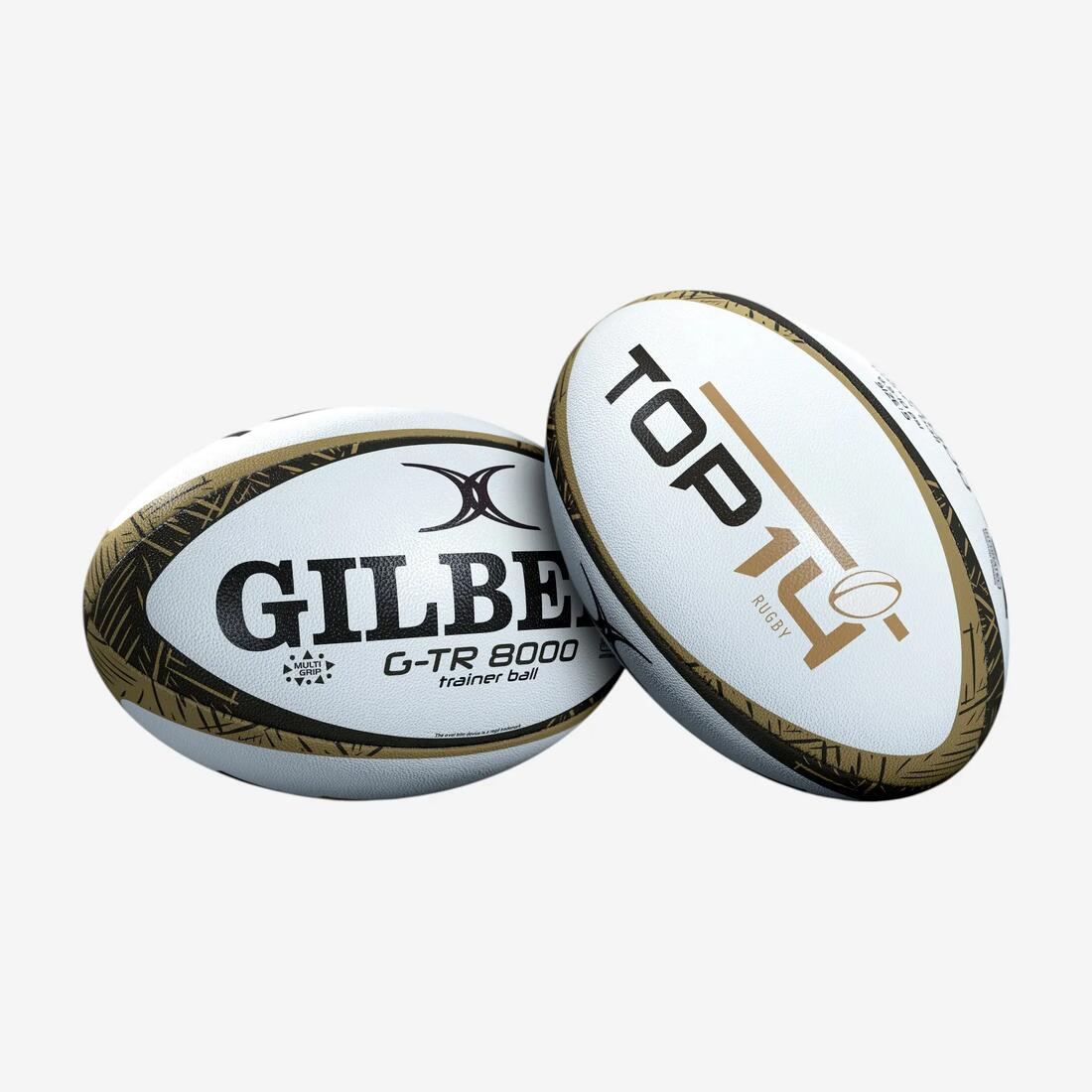 Ballon de rugby Taille 5 - G-TR8000 Replica officiel Ballon Top 14 blanc/noir/or