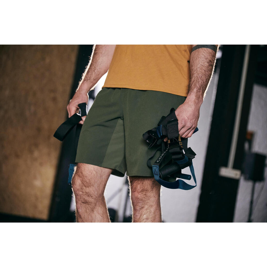 Short de cross training performance respirant poches zippés homme - kaki