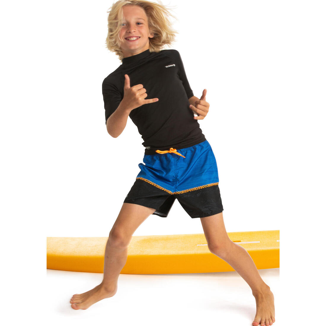 Short de bain 100 bleu noir