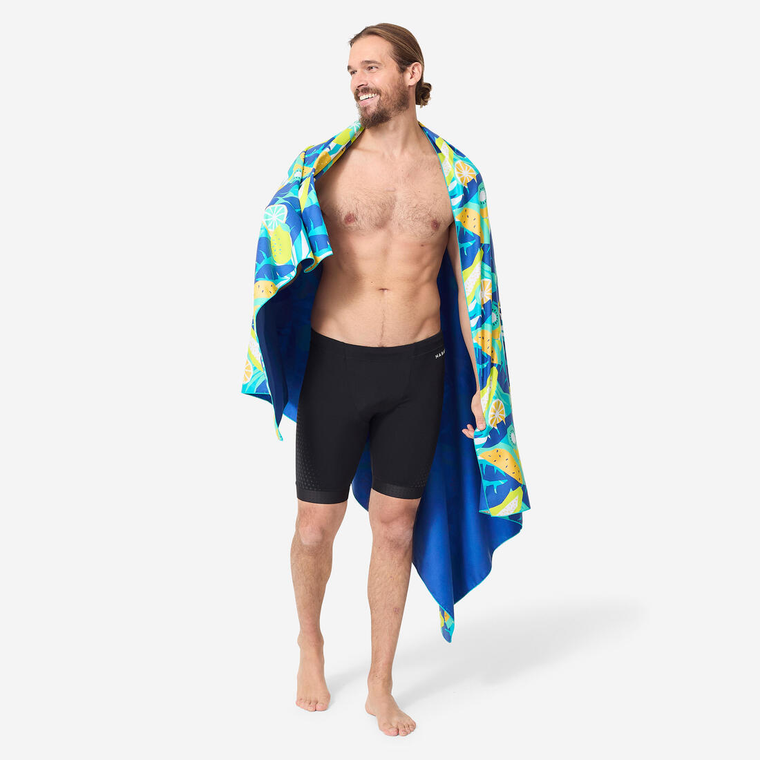 Serviette de bain microfibre compacte XL 110 x 175 cm, imprimé feuillage