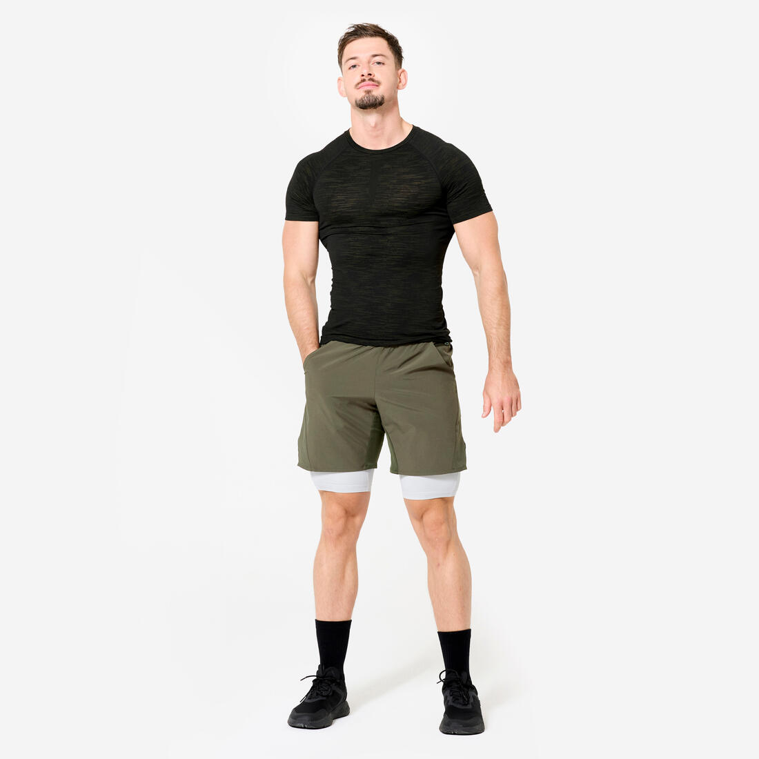 Short de fitness 2 en 1 collection respirant poche zippée homme