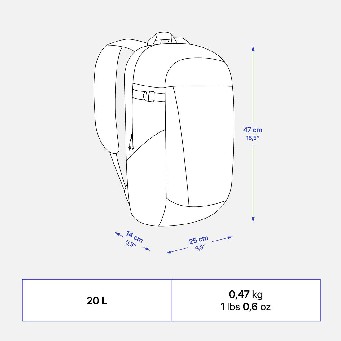 Sac à dos de randonnée 20L, NH100 Arpenaz