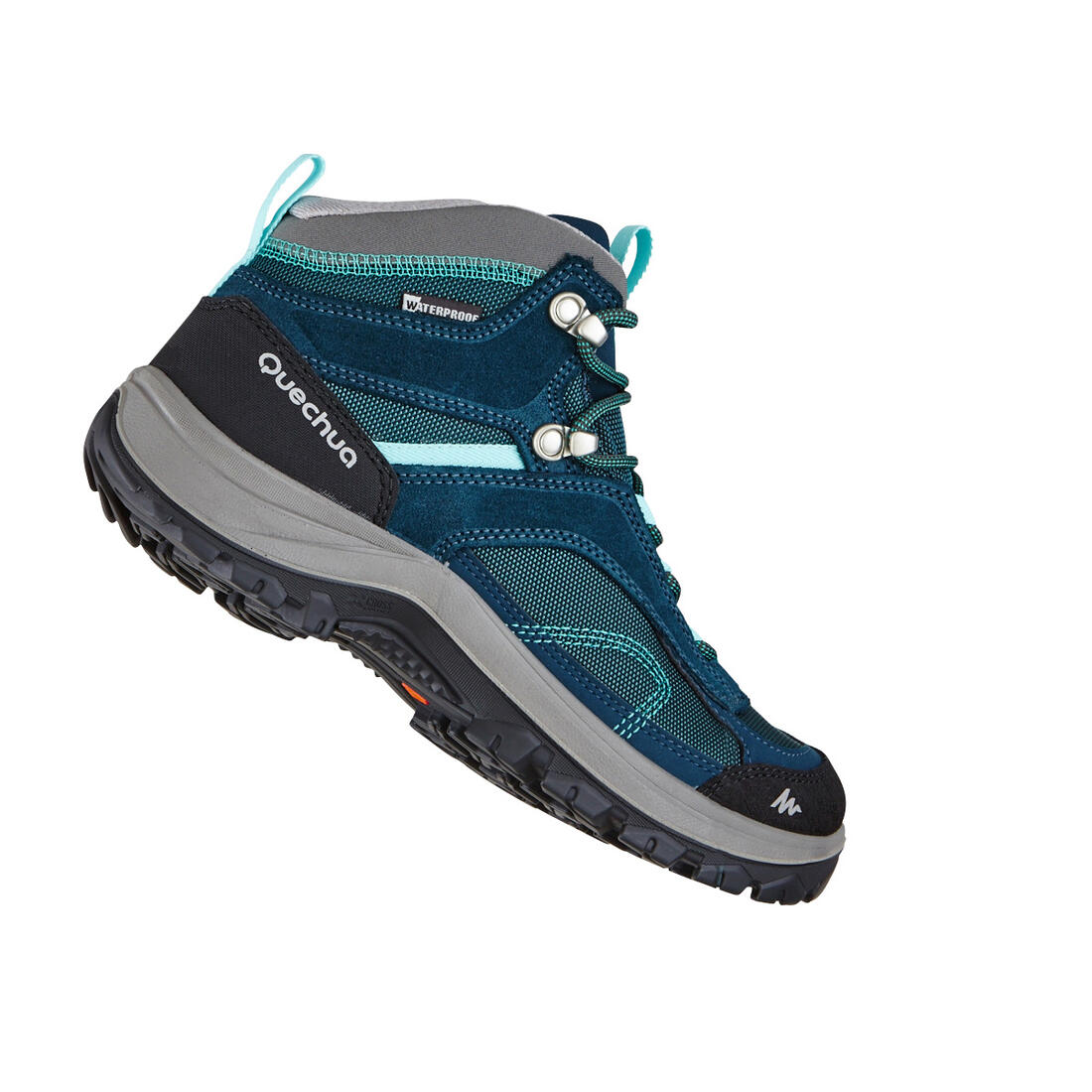 Chaussures imperméables de randonnée montagne - MH100 Mid Turquoise - Femme