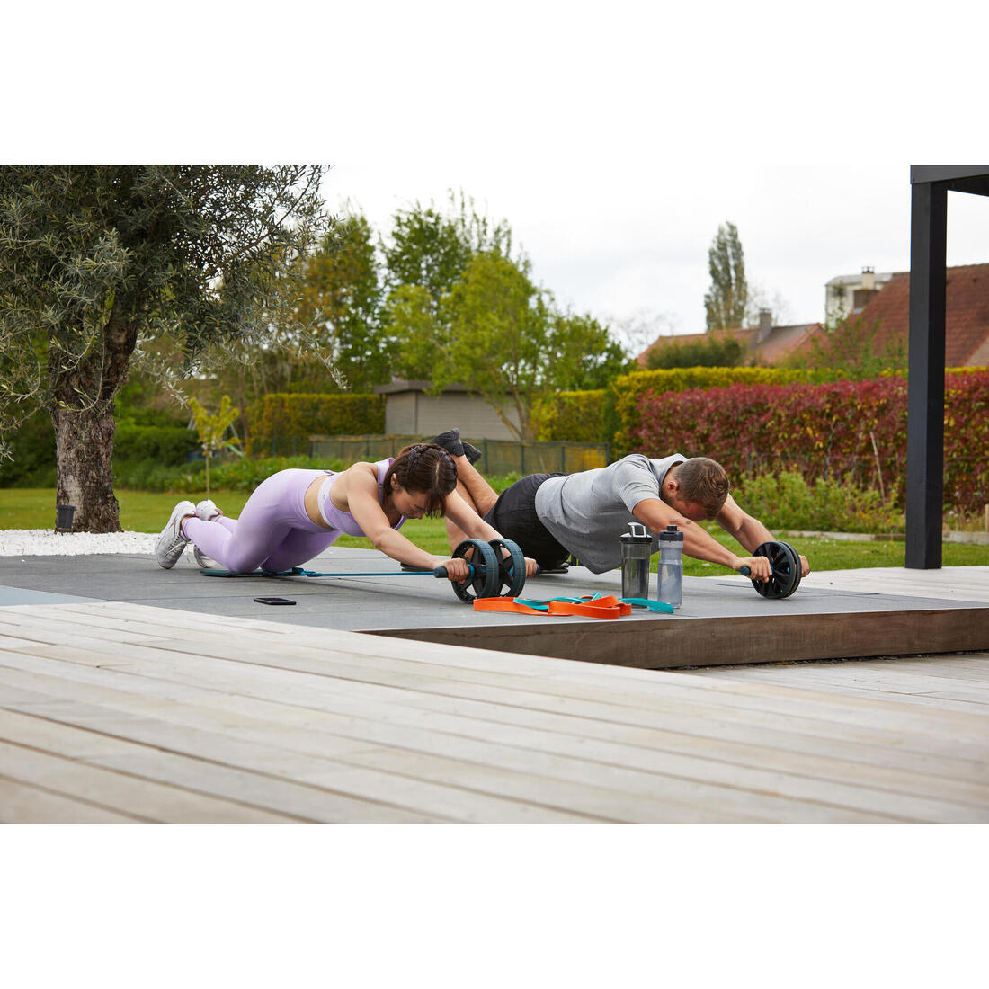 Roulette abdominale musculation avec ou sans élastique de guidage - ab wheel evo