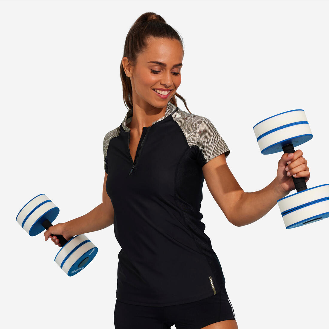 Top manches courtes d'Aquagym et d'Aquafitness femme noir lia