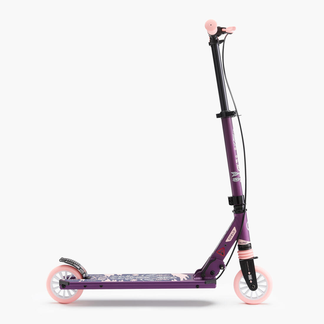 Trottinette enfant mid5 avec frein au guidon et suspension violette