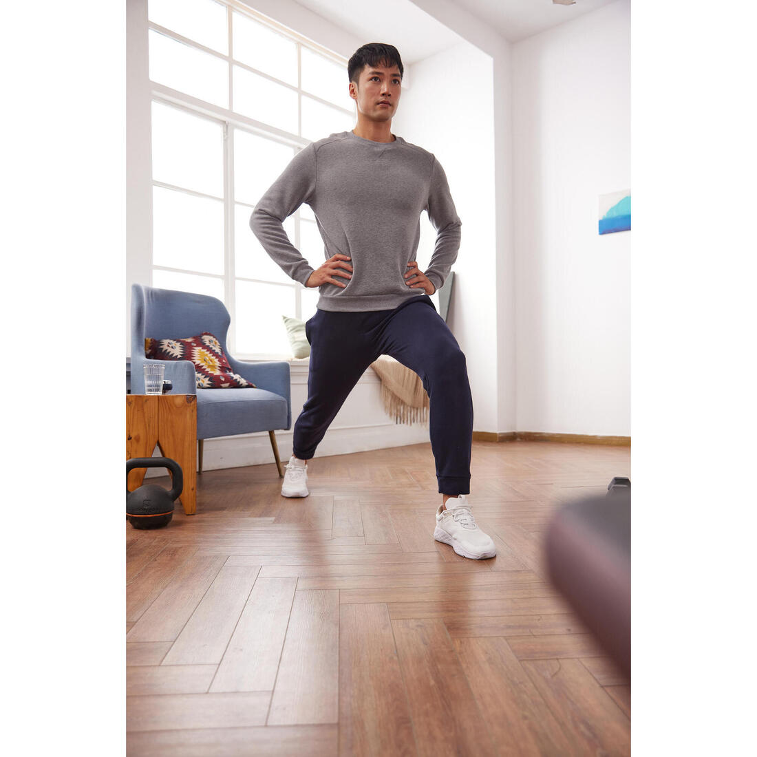 Pantalon jogging chaud fitness homme - 100 noir