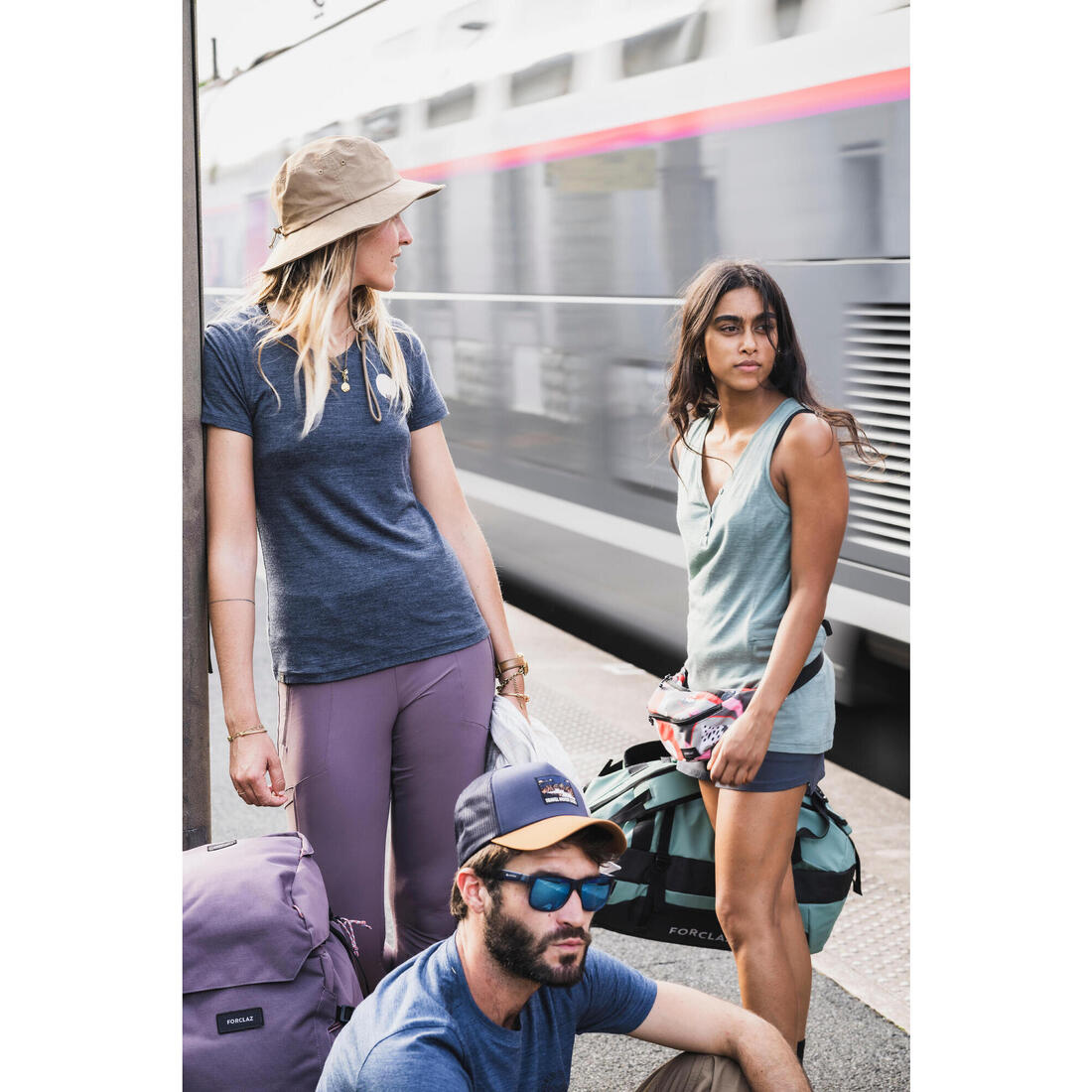 Débardeur laine mérinos de trek voyage - travel 500 corail femme