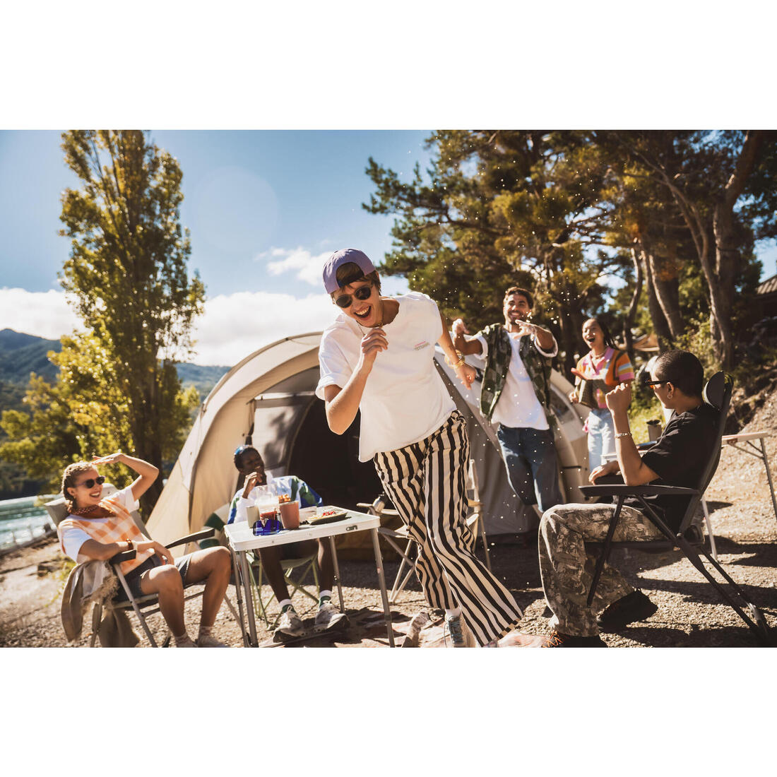 Fauteuil de camping inclinable, pliant et confortable