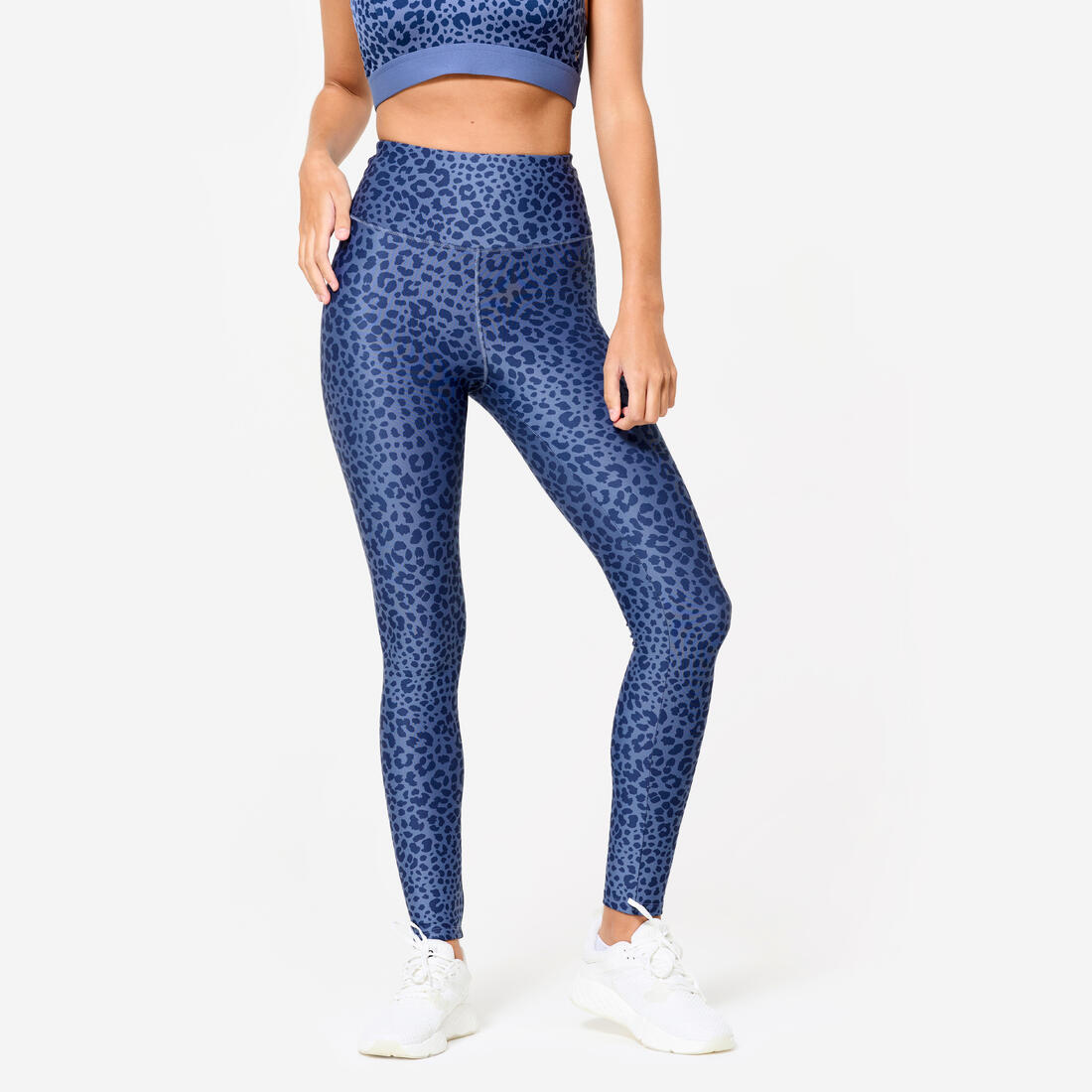 Legging de fitness taille haute femme, imprimé gris chiné
