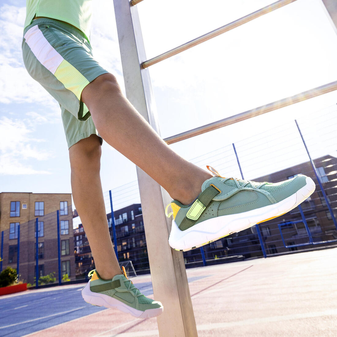 Chaussures de sport à scratch respirantes enfant, Playful Summer bleu et