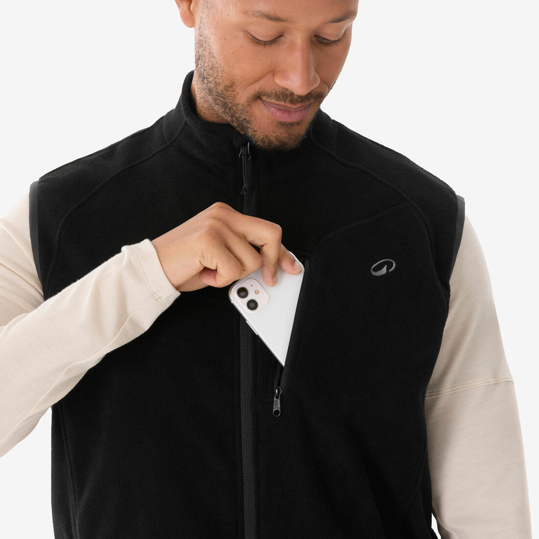 Gilet polaire de randonnée montagne homme, MH100 noir