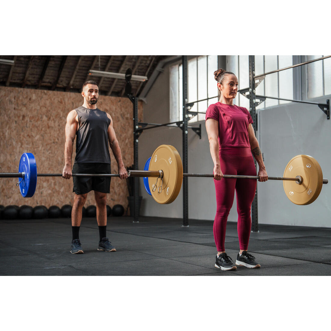 Débardeur de cross training respirant slim col rond homme, noir