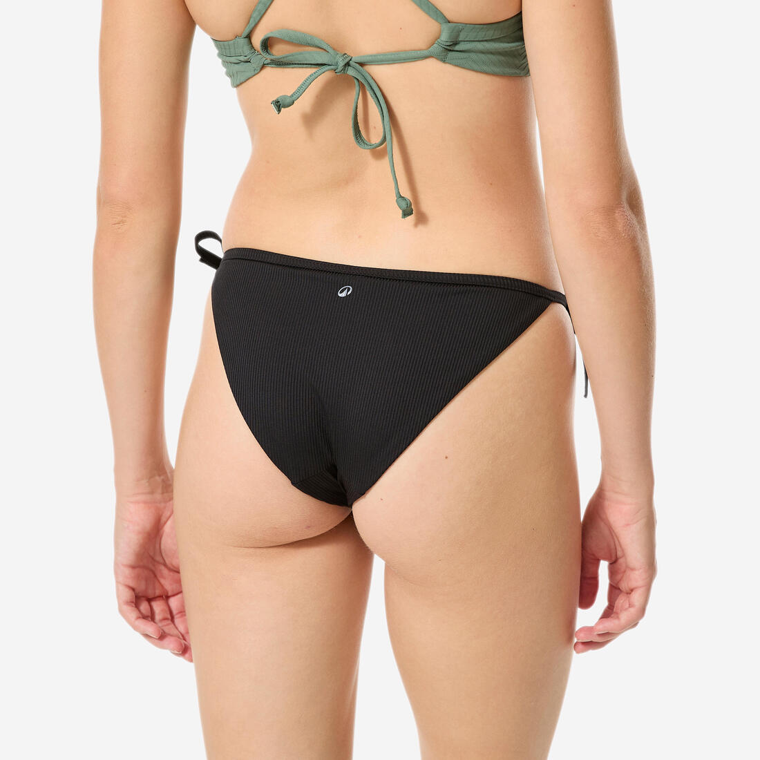 Bas de maillot de bain surf culotte nouée texturée femme, Sandy simy noir