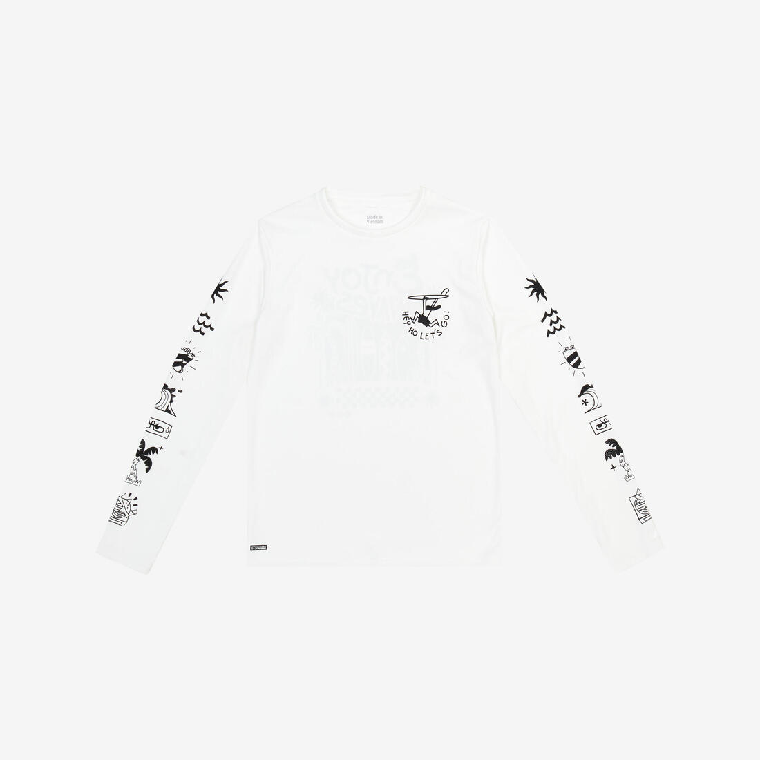 T-shirt anti UV manches longues surf Junior - 100 Vibes parme