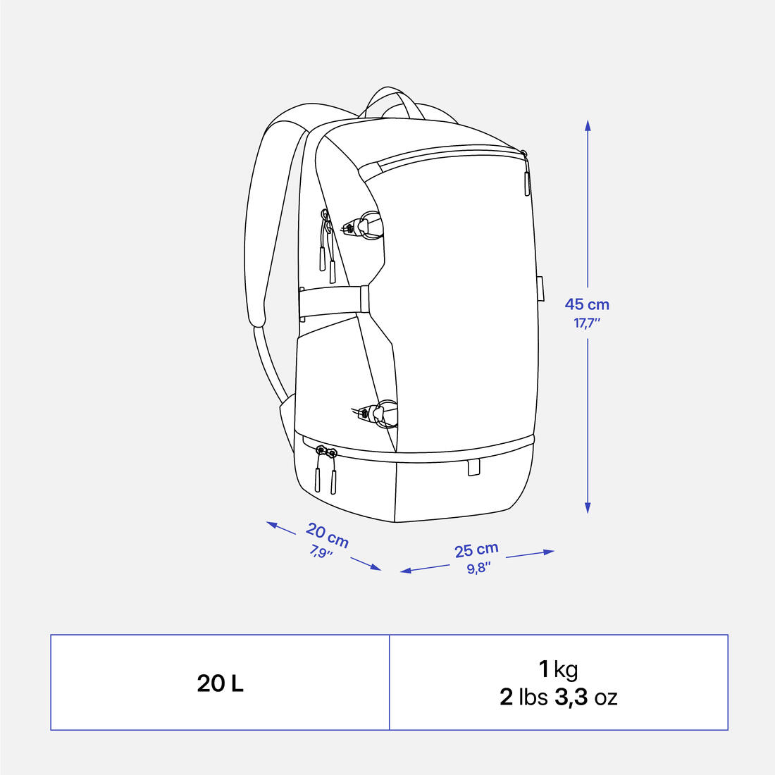 Sac à dos de randonnée isotherme 20L, Arpenaz 500 Ice