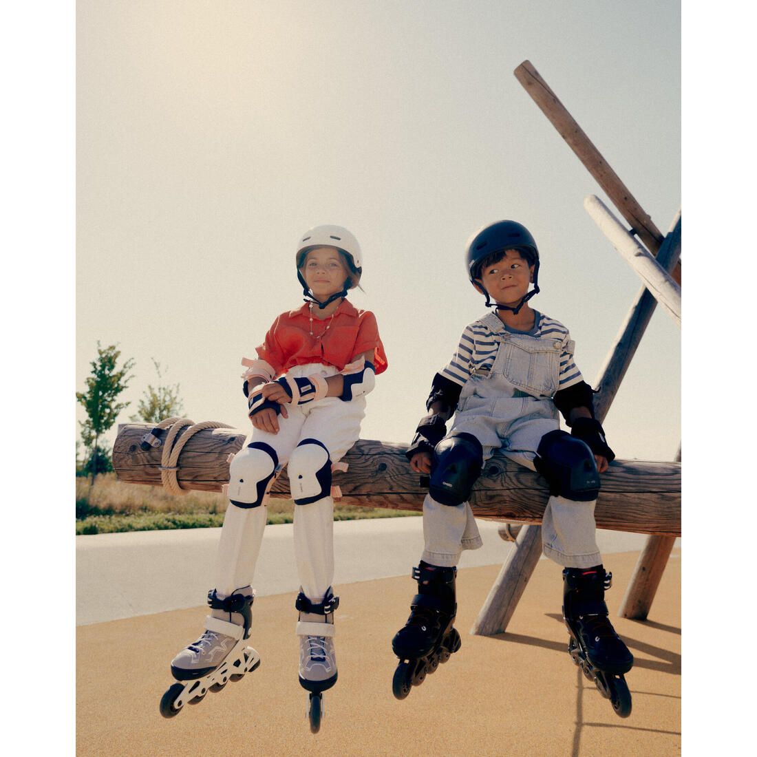Set 3x2 protections roller trottinette skate enfant PLAY