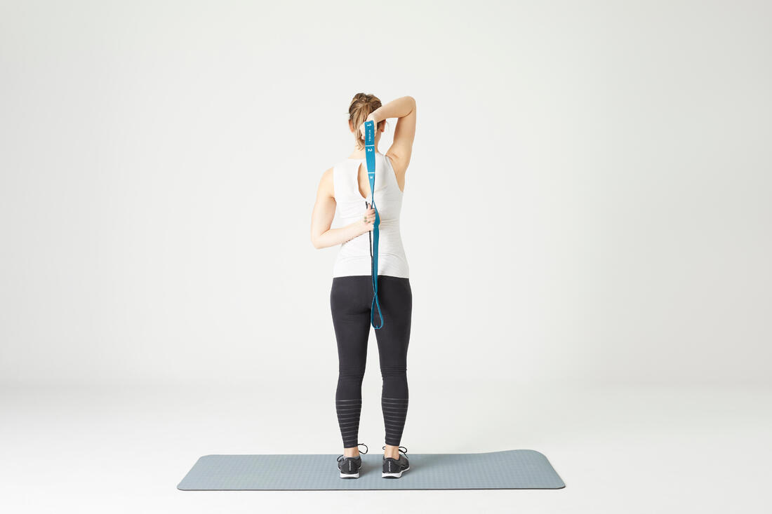 Bande élastique fitness résistance 7 kg textile - bleu marine