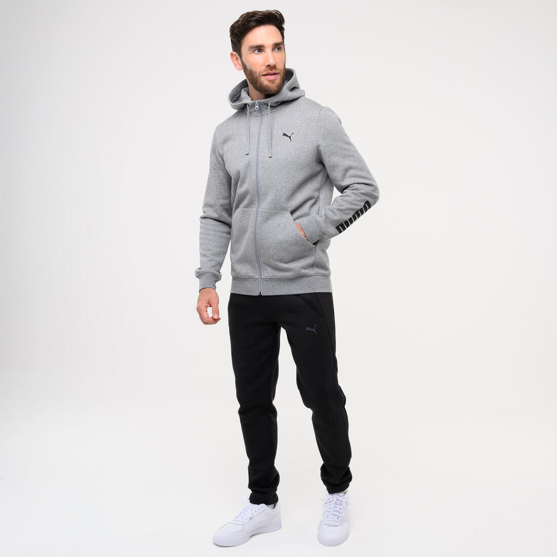 Sweat à capuche zippé homme, gris