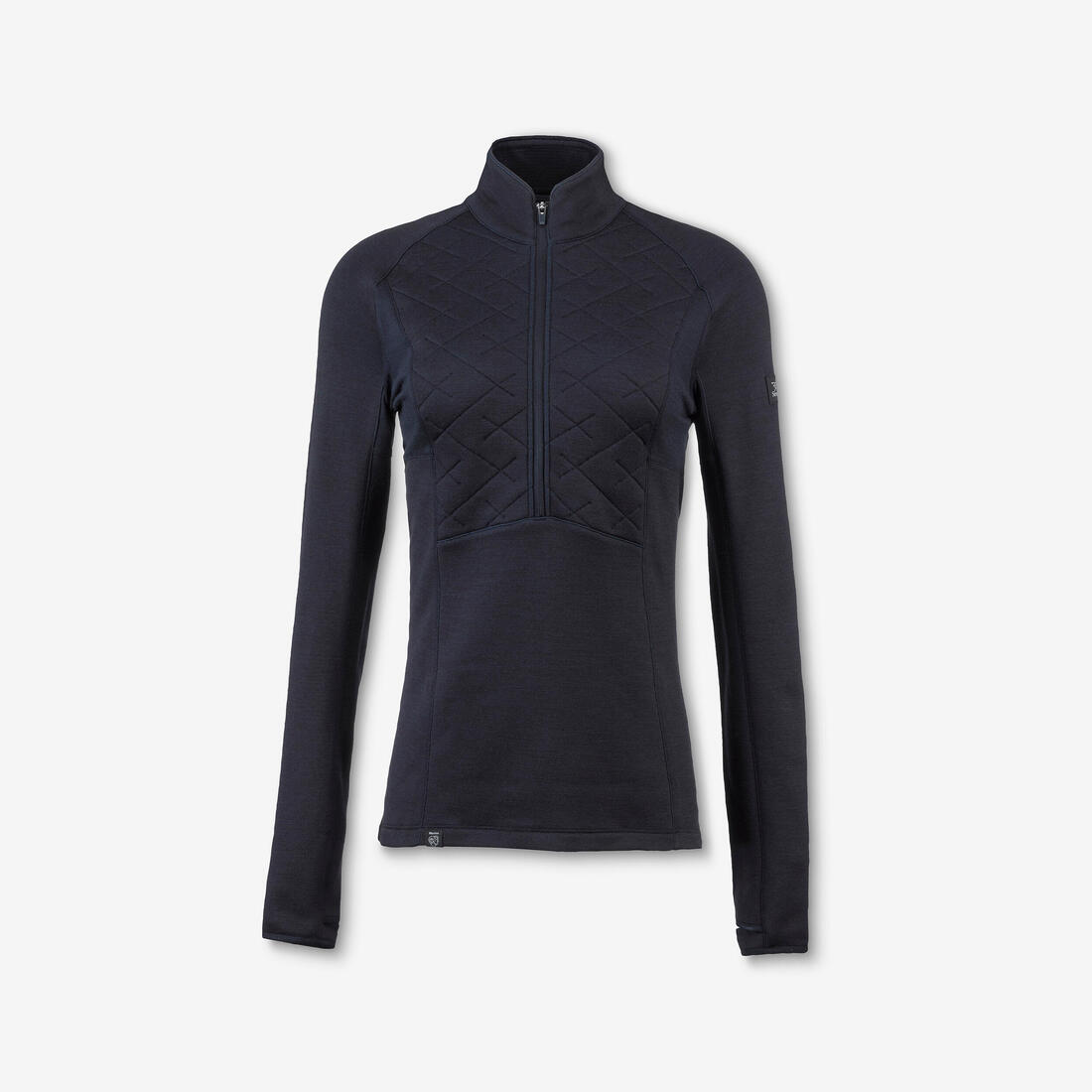T-shirt manches longues en laine mérinos femme, Merino Resist bleu marine