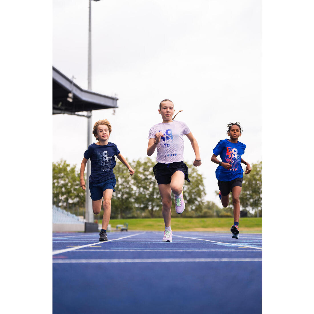 T-shirt de running respirant enfant - kiprun dry+ 500 marine