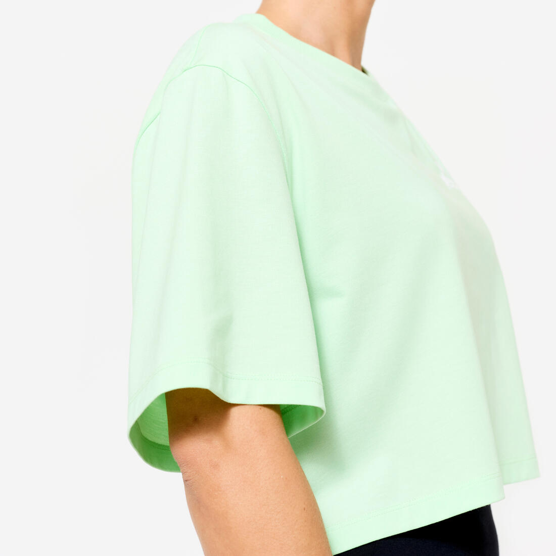 T-shirt crop top femme - blanc imprimé Jump