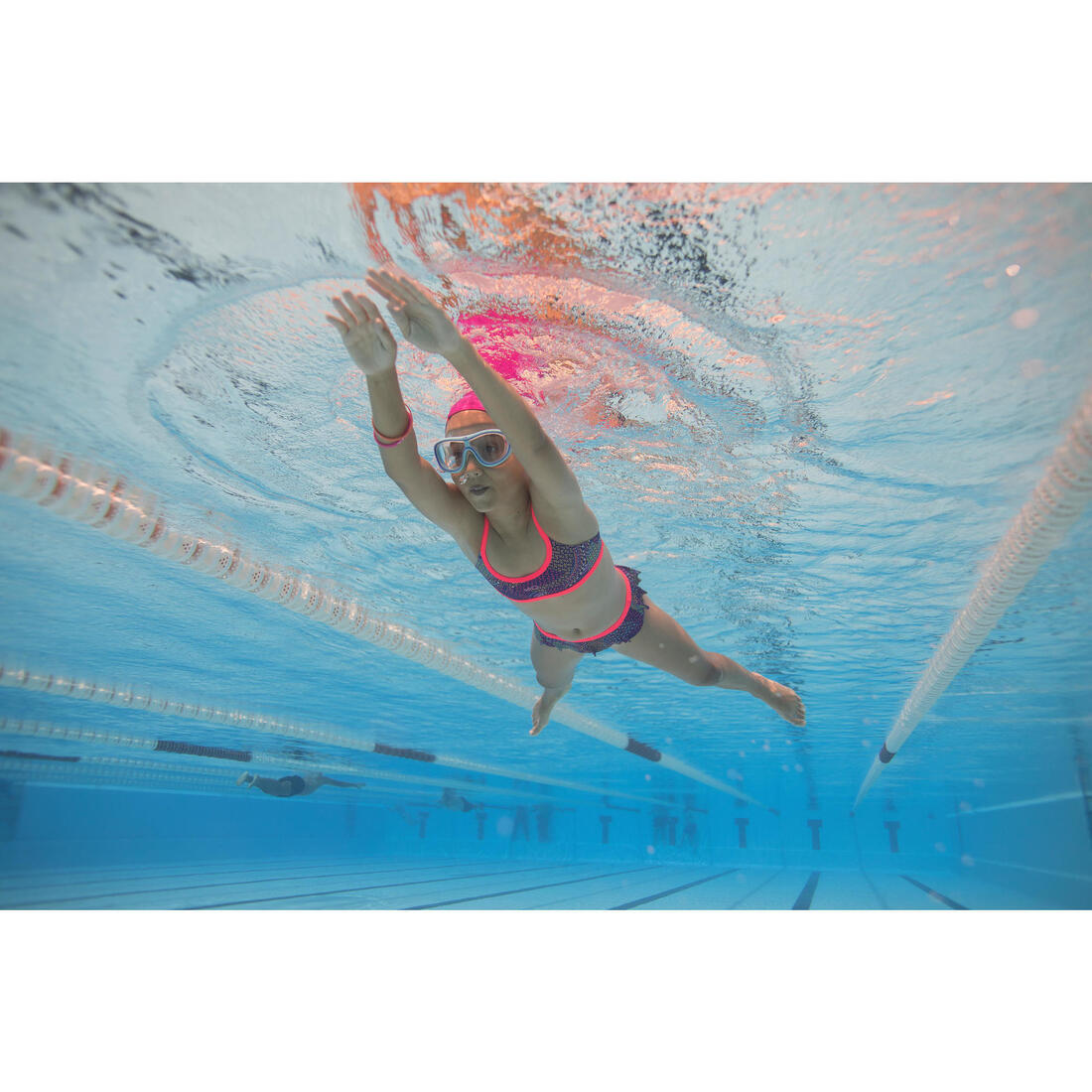 Maillot de natation fille 2 pièces Riana skirt all mask vert