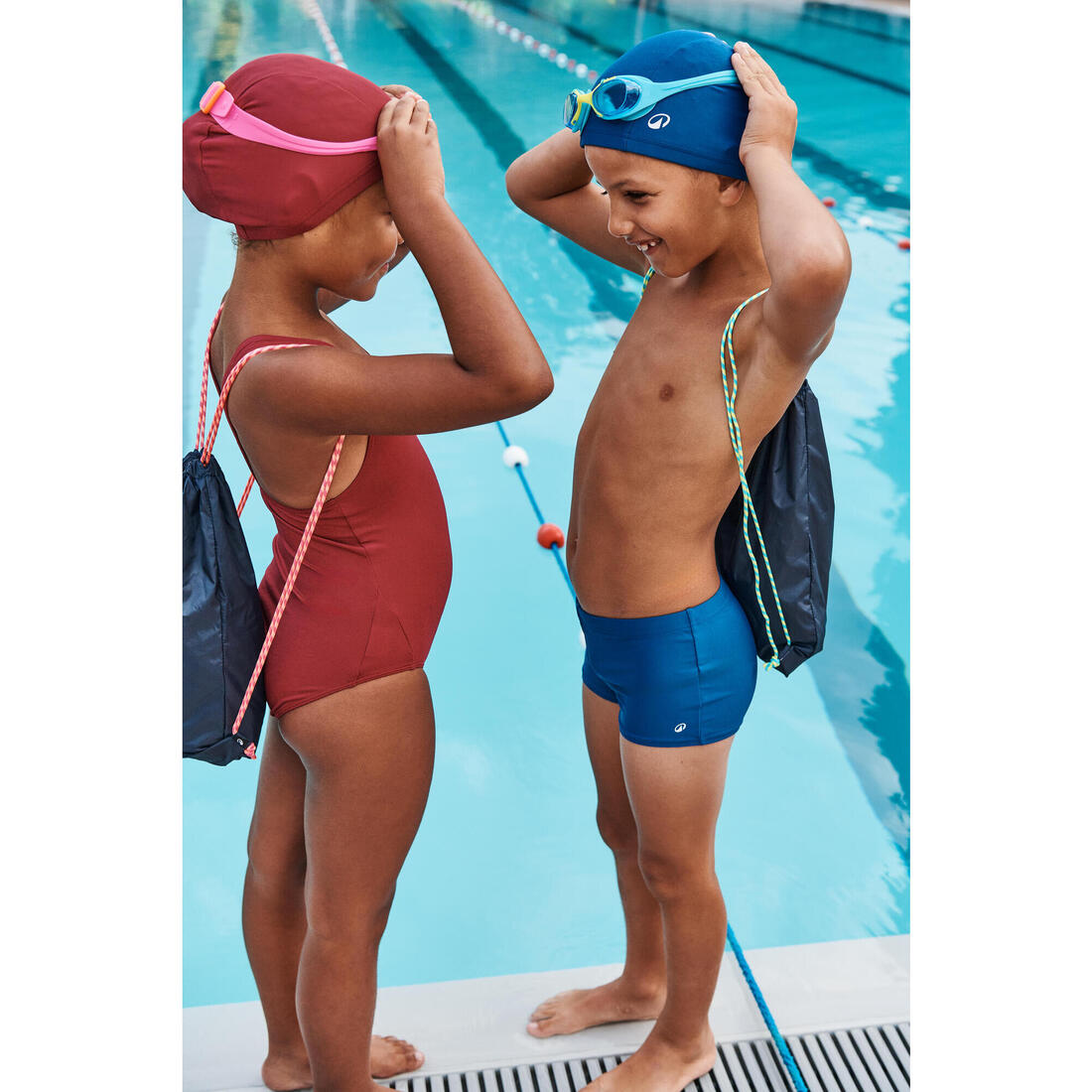 Kit de natation Fille : maillot de bain, lunettes, bonnet, sac - 100 Violet