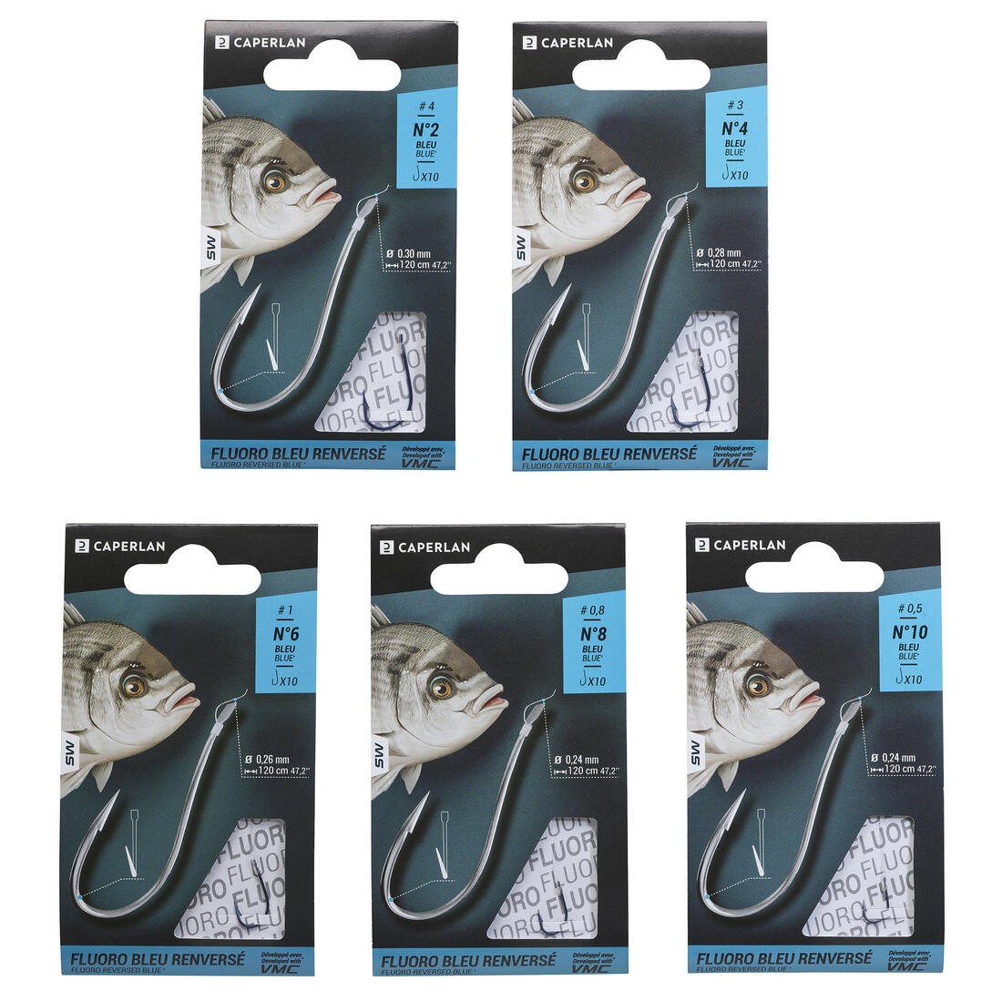 Hameçons montés a palette SN HOOK fluorosea bluereversed pêche en mer