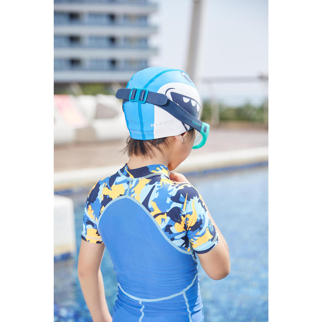 Bonnet de bain en maille enduite - tissu imprimé - taille l - canopa