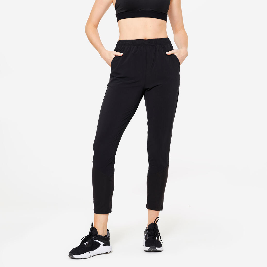 Pantalon de jogging coupe carotte et extensible, noir