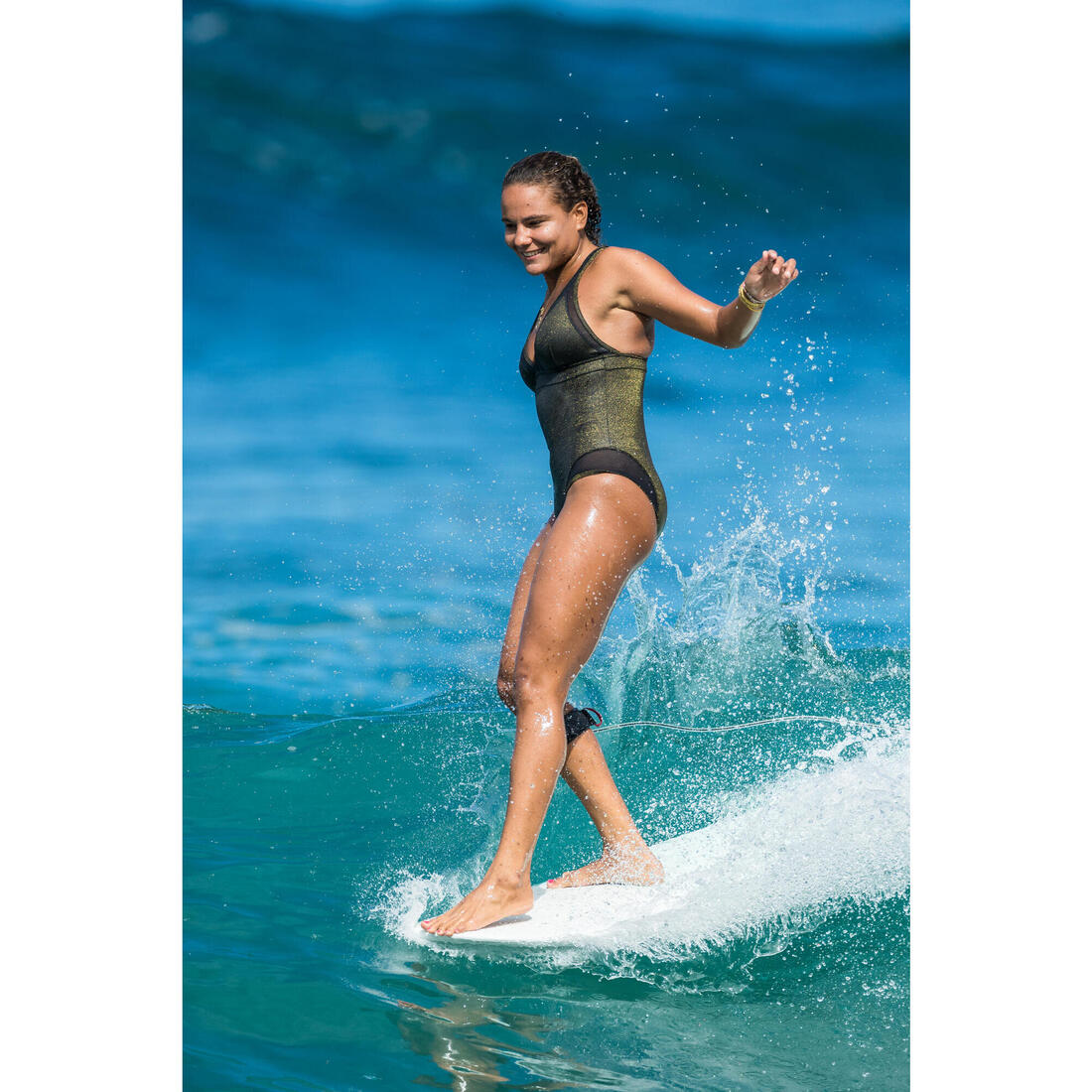 MAILLOT DE BAIN DE SURF 1 PIECE FEMME DOS X ISA PAILLETE NOIR OR
